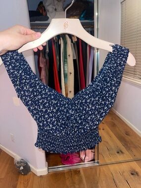 Brandy Melville Off the Shoulder Smocked Crop Top